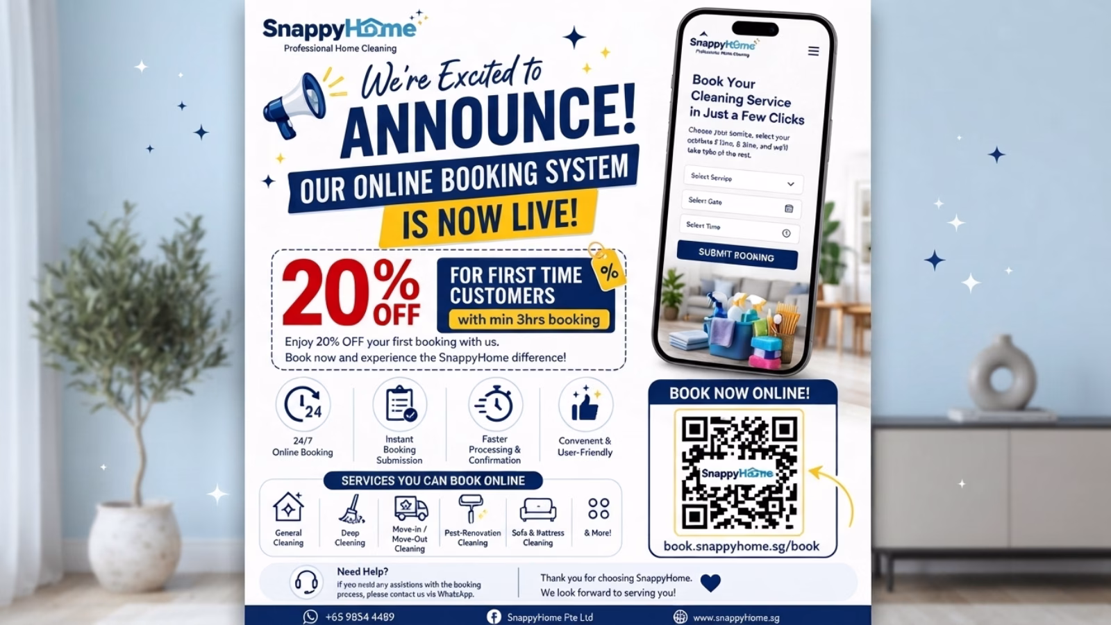 SnappyHome Online Booking Is Now Live 20% OFF First Cleaning